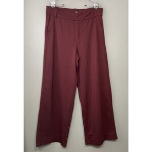 LEE Knit Pants Plus Size 0X Burgundy High Rise Wide Leg Pull On Lounge Comfort